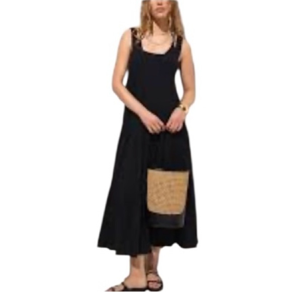 J Crew Knit Mixy Pintuck Elegant Black Maxi Dress NWT XS